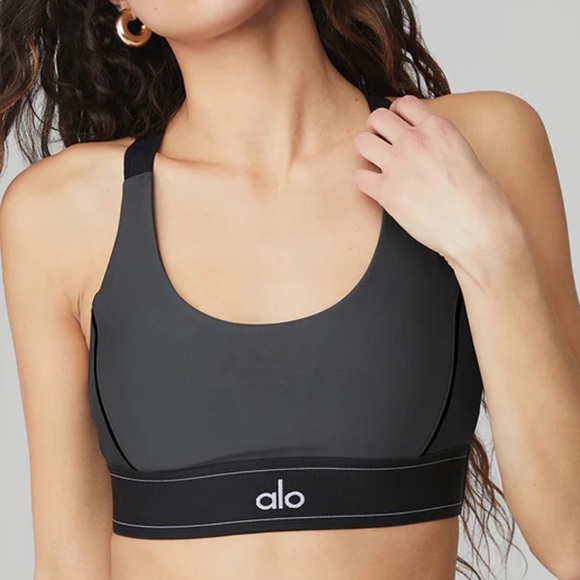 Alo Yoga Airlift Suit Up Bra Anthracite/Black M - Picture 1 of 13